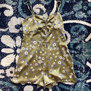 Olive green floral slip romper